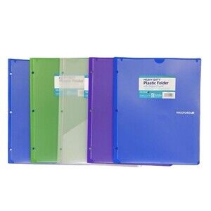 5x Wexford Heavy Duty 2 Pocket Plastic Folders w/ Report Cover 9.5x11"